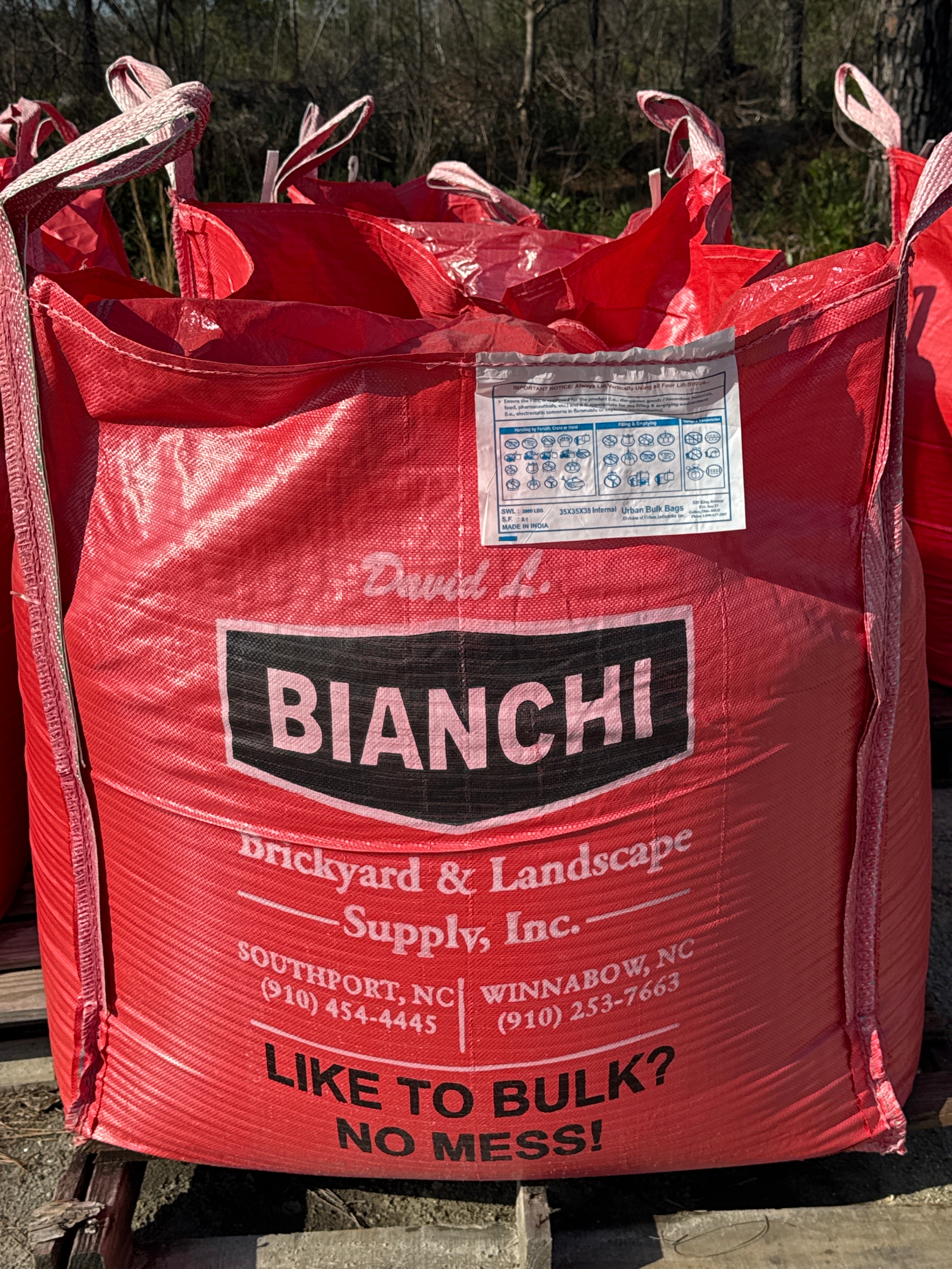 Bulk Bag Bianchi 1 Cubic Yard & Pallet - NON REFUNDABLE